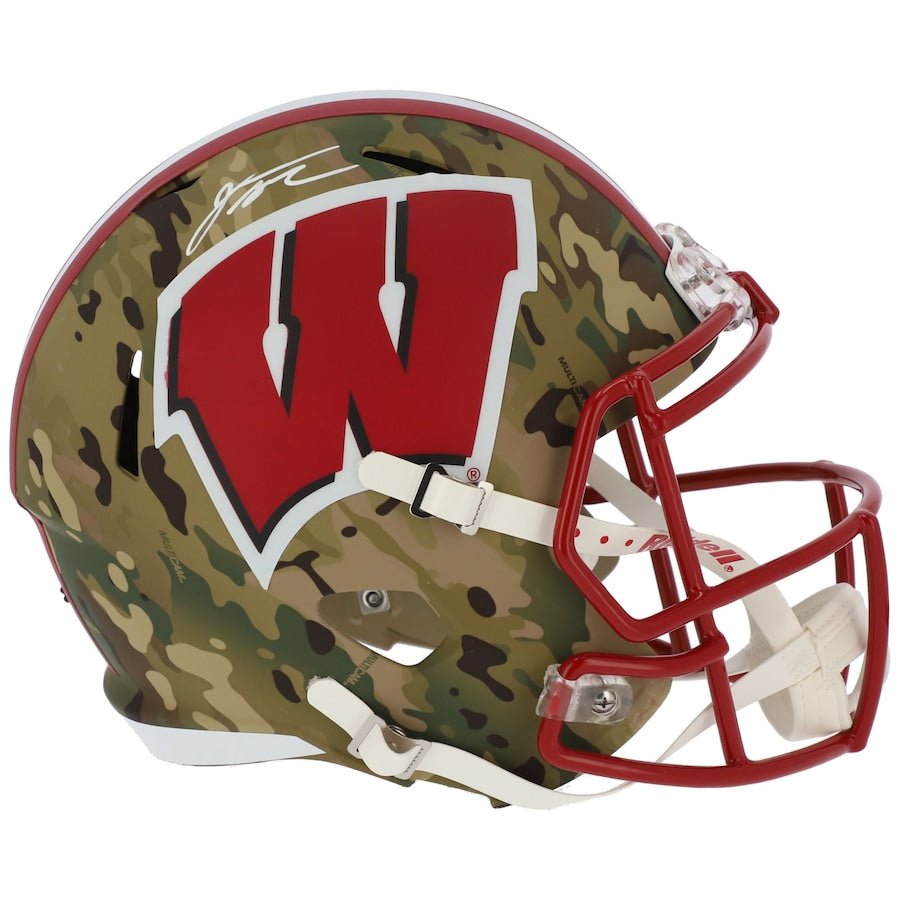 Jonathan Taylor Wisconsin Badgers Autographed Riddell Camo Alternate Speed Replica Helmet