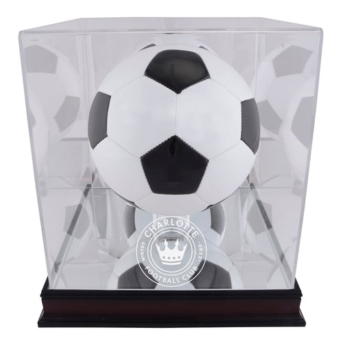 Charlotte FC Mahogany Team Logo Soccer Ball Display Case