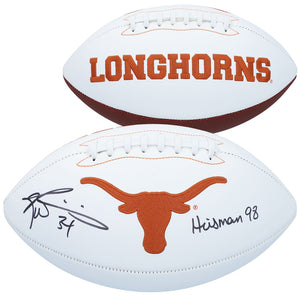 Ricky Williams Texas Longhorns Autographed White Panel Football with ''Heisman 98'' Inscription