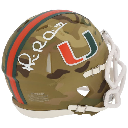 Michael Irvin Miami Hurricanes Autographed Riddell Camo Speed Mini Helmet