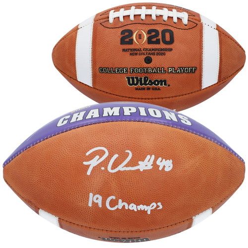 Patrick Queen LSU Tigers Autographed Commemorative Football with ''19 Champs'' Inscription