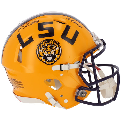Patrick Queen LSU Tigers Autographed Riddell Speed Authentic Helmet with ''19 Champs'' Inscription