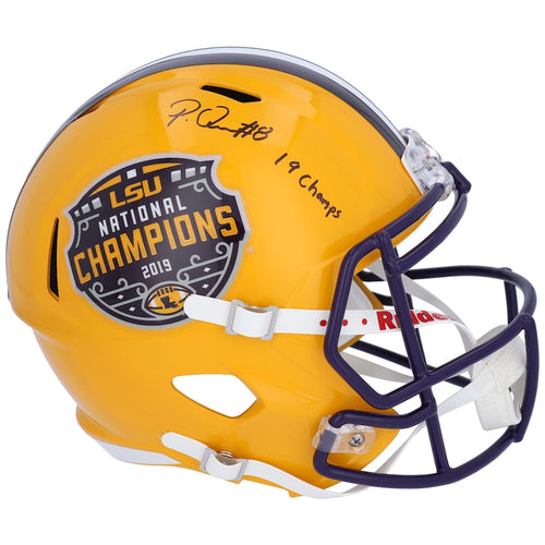 Patrick Queen LSU Tigers Autographed College Football Playoff 2019 National Champions Riddell Speed Replica Helmet with ''19 Champs'' Inscription