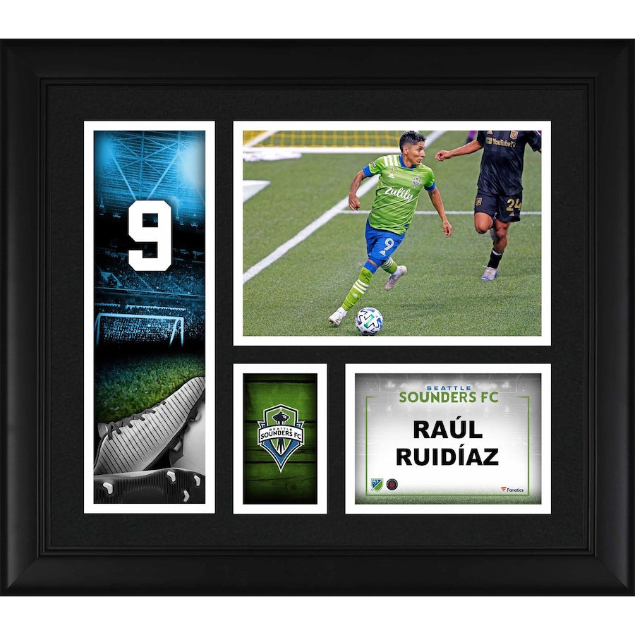 Raul Ruidiaz Seattle Sounders FC Framed 15'' x 17'' Player Core Collage