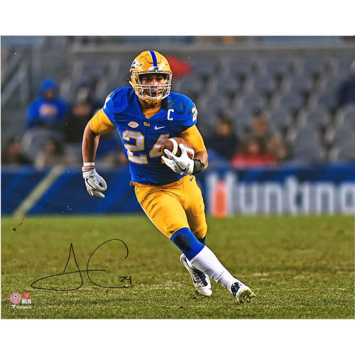 James Conner Pitt Panthers Autographed 16'' x 20'' Royal Jersey Rushing Photograph