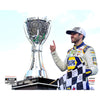 Chase Elliott Unsigned 2020 NASCAR Cup Champion Celebration with Checkered Flag and Trophy Photograph