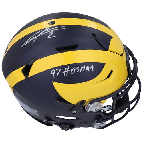 Charles Woodson Michigan Wolverines Autographed Riddell Speed Flex Authentic Helmet with ''97 Heisman'' Inscription
