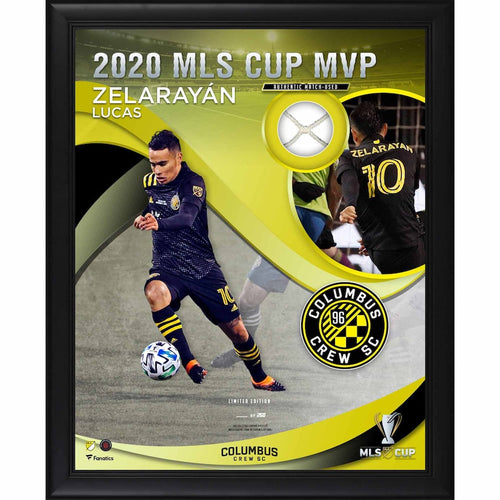 Lucas Zelarayan Columbus Crew Framed 16'' x 20'' 2020 MLS Cup MVP Collage with a Piece of Match-Used Net from the 2020 MLS Cup - Limited Edition of 250