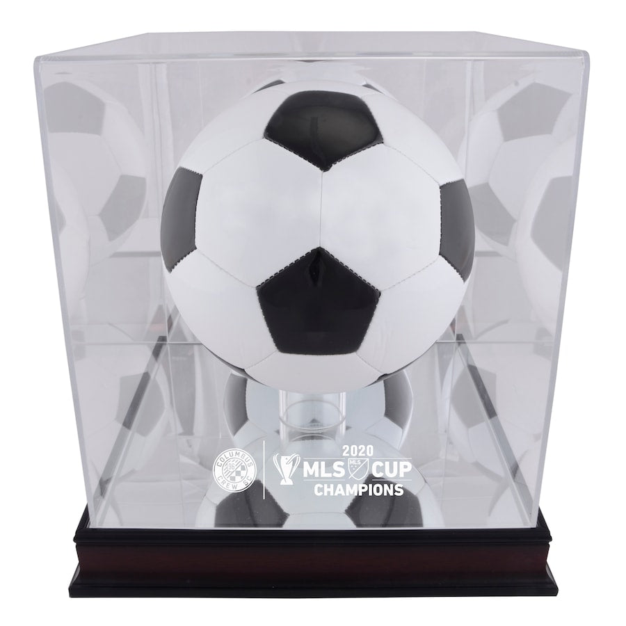 Columbus Crew 2020 MLS Cup Champions Mahogany Team Logo Soccer Ball Display Case
