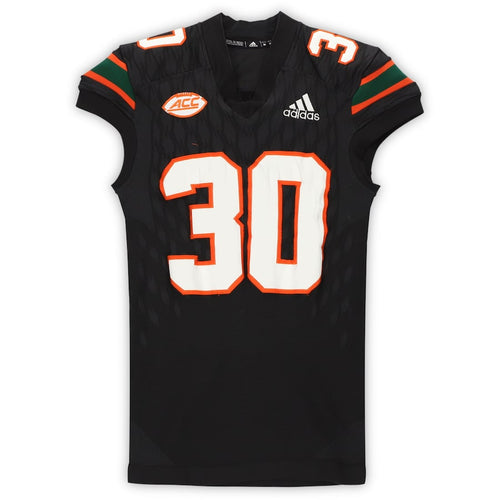 Miami Hurricanes Game-Used #30 Black Jersey from the 2017-2018 NCAA Seasons - Size Medium
