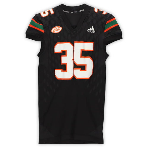 Miami Hurricanes Game-Used #35 Black Jersey from the 2017-2018 NCAA Seasons - Size XL