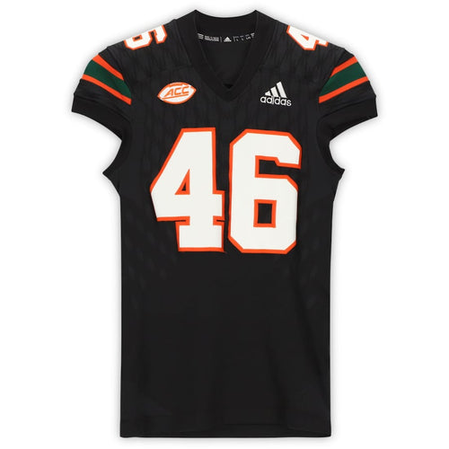 Miami Hurricanes Game-Used #46 Black Jersey from the 2017-2018 NCAA Seasons - Size Large
