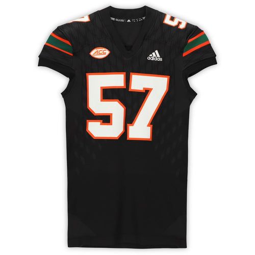 Miami Hurricanes Game-Used #57 Black Jersey from the 2017-2018 NCAA Seasons - Size XL