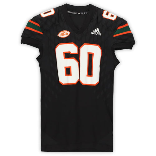 Miami Hurricanes Game-Used #60 Black Jersey from the 2017-2018 NCAA Seasons - Size XL