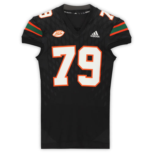 Miami Hurricanes Game-Used #79 Black Jersey from the 2017-2018 NCAA Seasons - Size XL
