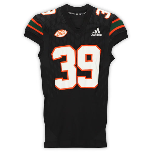 Miami Hurricanes Game-Used #39 Black Jersey from the 2017-2018 NCAA Seasons