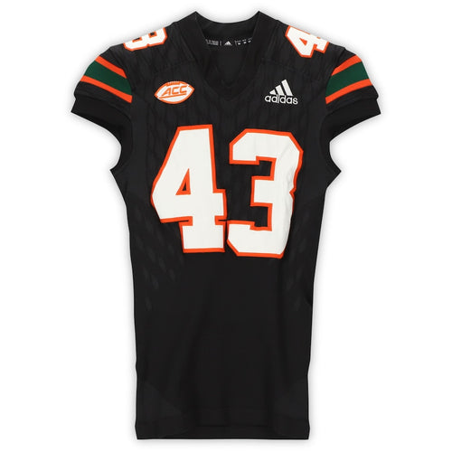 Miami Hurricanes Game-Used #43 Black Jersey from the 2017-2018 NCAA Seasons