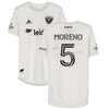 Junior Moreno D.C. United Autographed Match-Used White #5 Jersey from the 2020 MLS Season