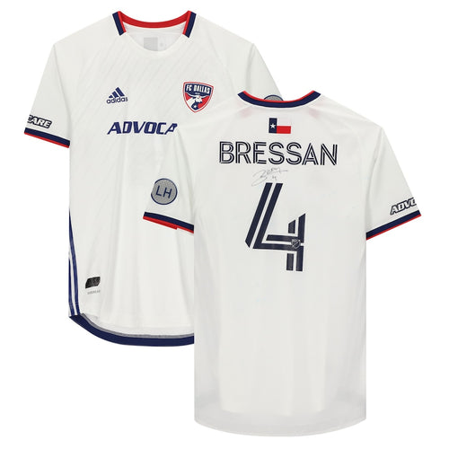Bressan FC Dallas Autographed Match-Used #4 White Jersey from the 2020 MLS Season