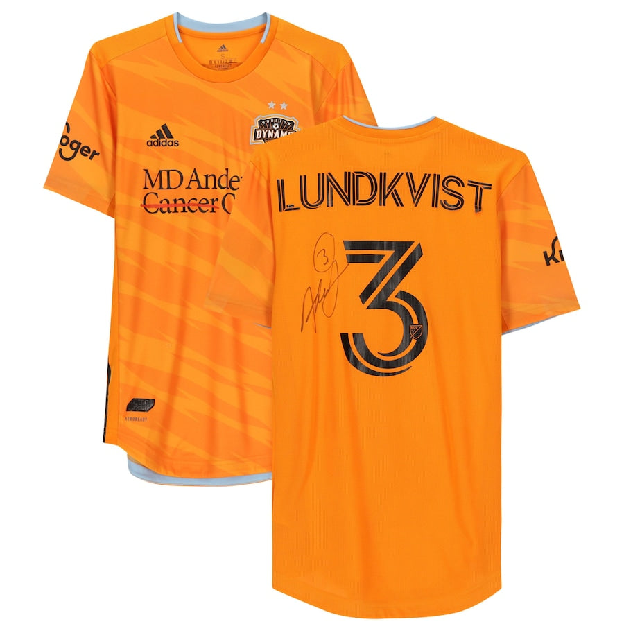 Adam Lundkvist Houston Dynamo FC Autographed Match-Used #3 Orange Jersey from the 2020 MLS Season