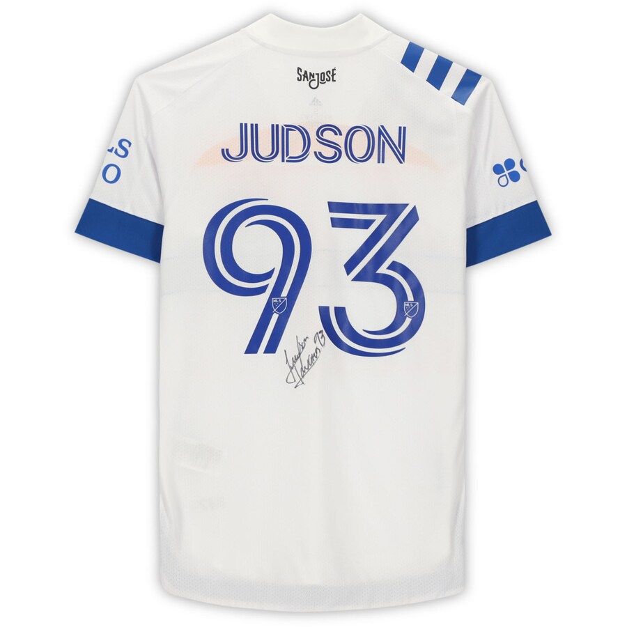 Judson San Jose Earthquakes Autographed Match-Used #93 White Jersey from the 2020 MLS Season
