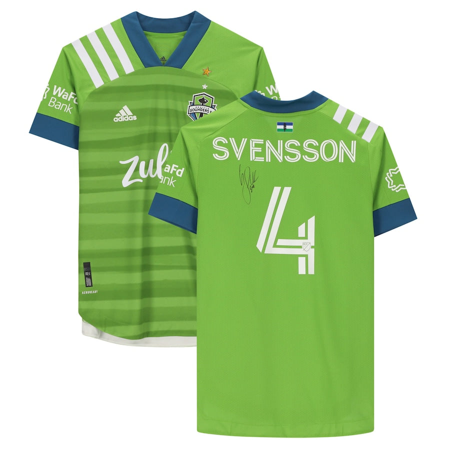 Gustav Svensson Seattle Sounders FC Autographed Match-Used #4 Green Jersey from the 2020 MLS Season