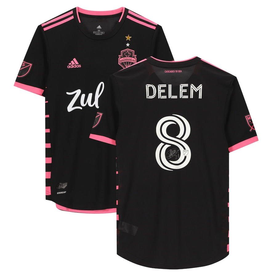 Jordy Delem Seattle Sounders FC Autographed Match-Used #8 Black Jersey from the 2020 MLS Season