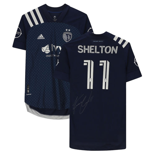 Khiry Shelton Sporting Kansas City Autographed Match-Used #11 Navy Jersey from the 2020 MLS Season