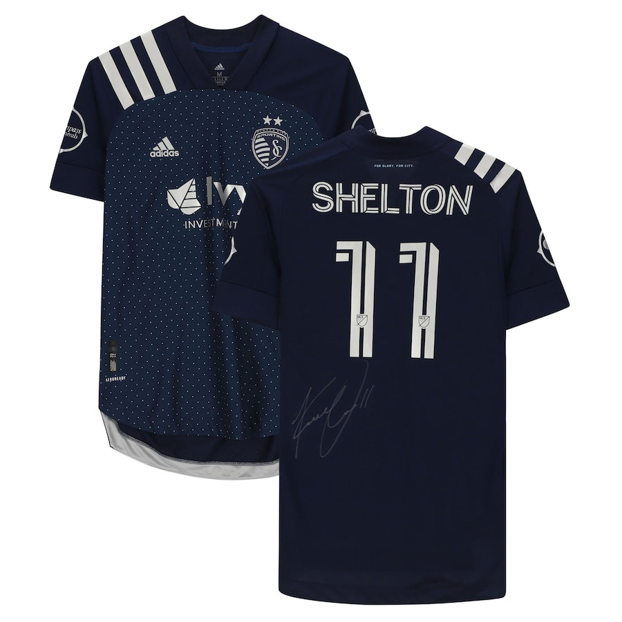 Khiry Shelton Sporting Kansas City Autographed Match-Used #11 Navy Jersey from the 2020 MLS Season