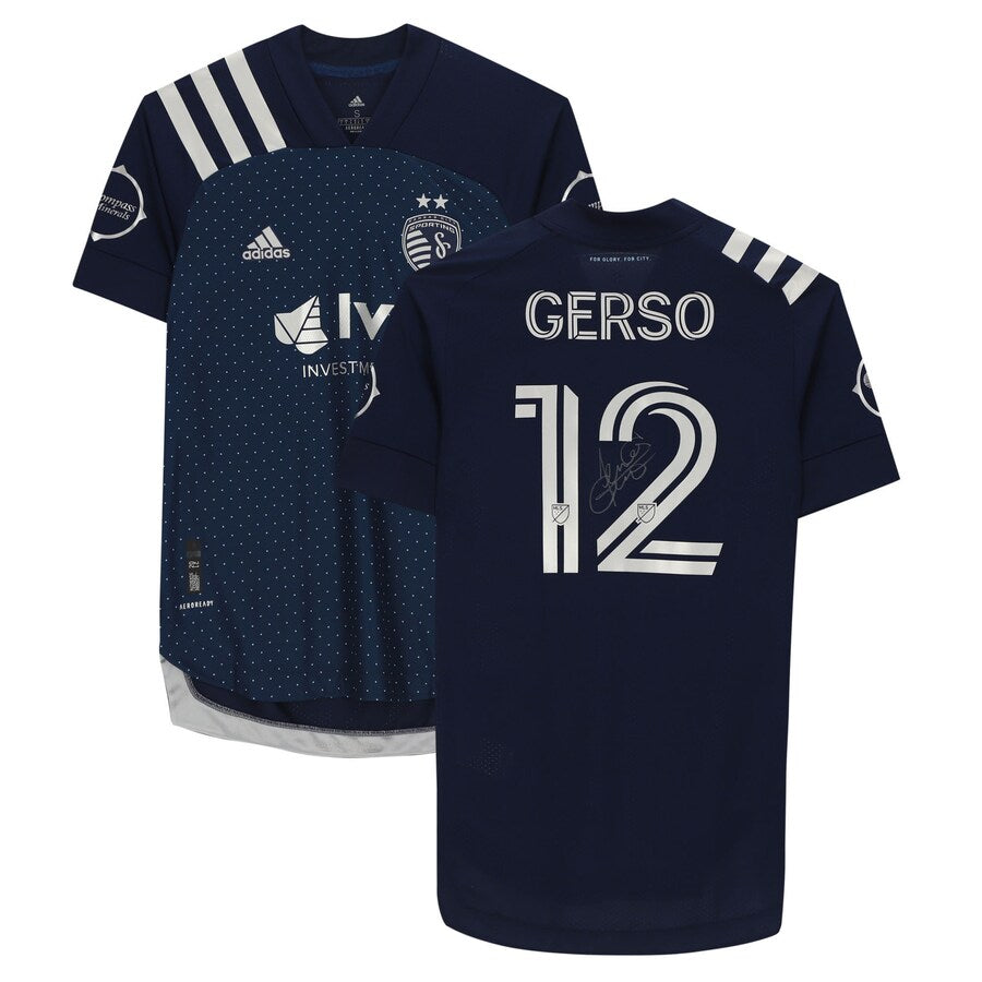 Gerso Fernandes Sporting Kansas City Autographed Match-Used #12 Navy Jersey from the 2020 MLS Season