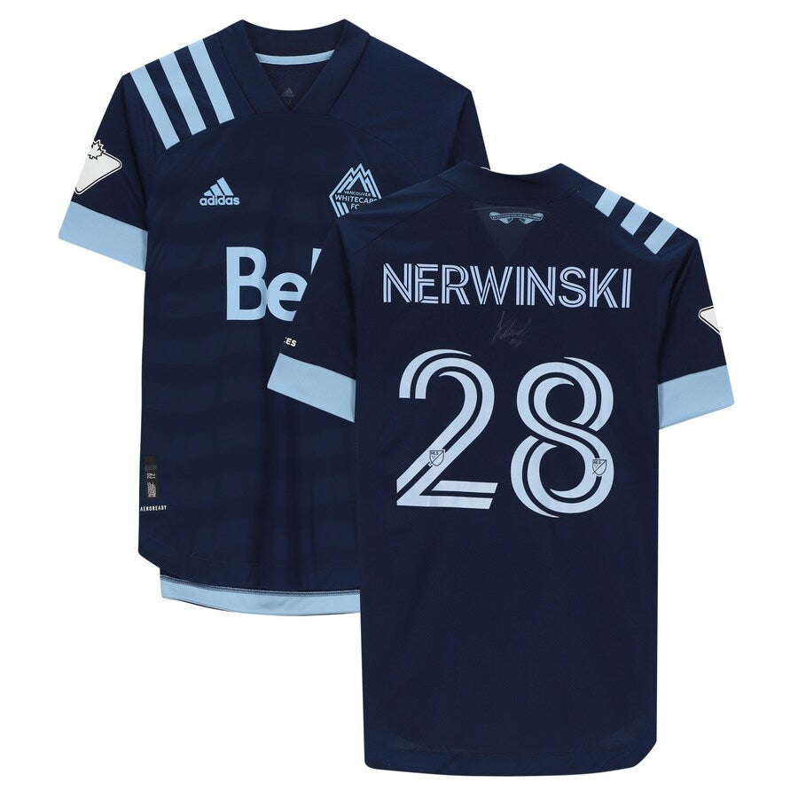 Jake Nerwinski Vancouver Whitecaps FC Autographed Match-Used #28 Navy Jersey from the 2020 MLS Season