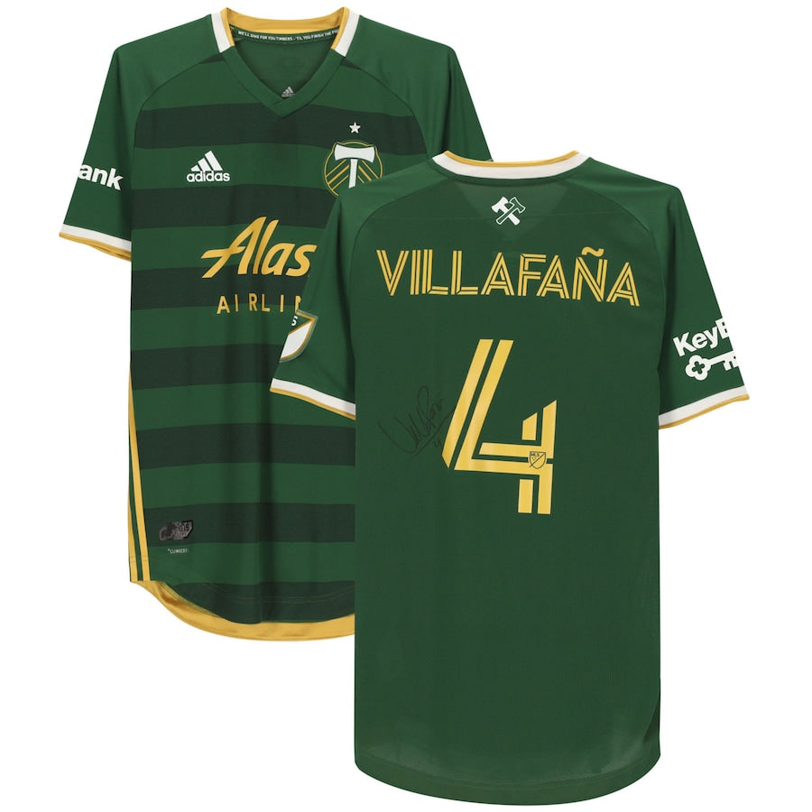 Jorge Villafana Portland Timbers Autographed Match-Used #4 Green Jersey from the 2020 MLS Season