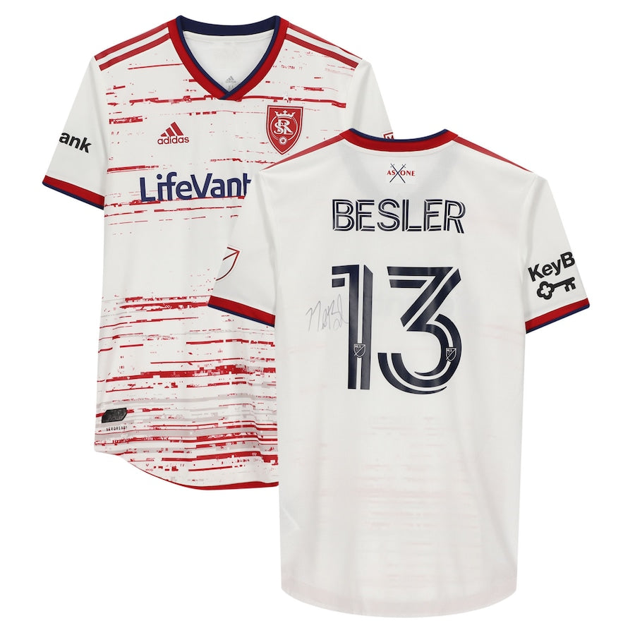 Nick Besler Real Salt Lake Autographed Match-Used #13 White Jersey from the 2020 MLS Season