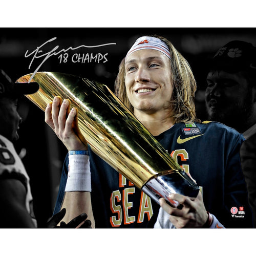 Trevor Lawrence Clemson Tigers Autographed 11'' x 14'' 2018 College Football Playoff National Championship Spotlight Photograph with ''18 Champs'' Inscription