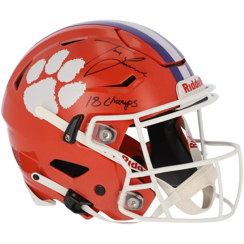 Trevor Lawrence Clemson Tigers Autographed Riddell Speed Flex Authentic Helmet with ''18 Champs'' Inscription