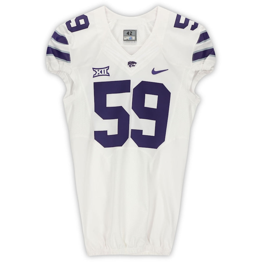 Kansas State Wildcats Game-Used #59 White Jersey from the 2015-19 NCAA Football Seasons