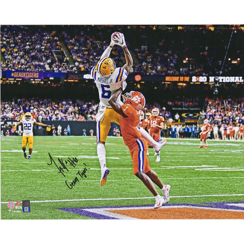 Terrace Marshall Jr. LSU Tigers Autographed 16'' x 20'' CFP National Championship Touchdown Catch Photograph with ''Go Tigers'' Inscription