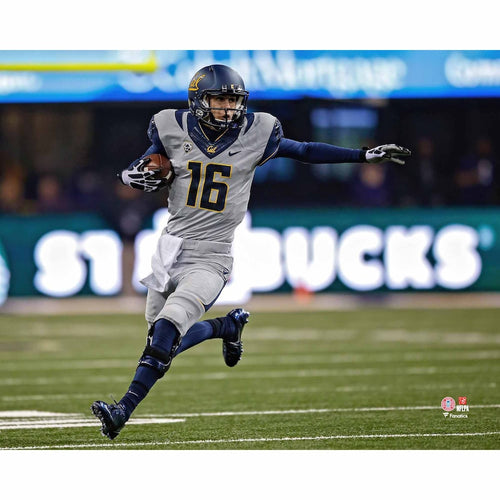 Jared Goff Cal Bears Unsigned Silver Jersey Running with Ball Photograph