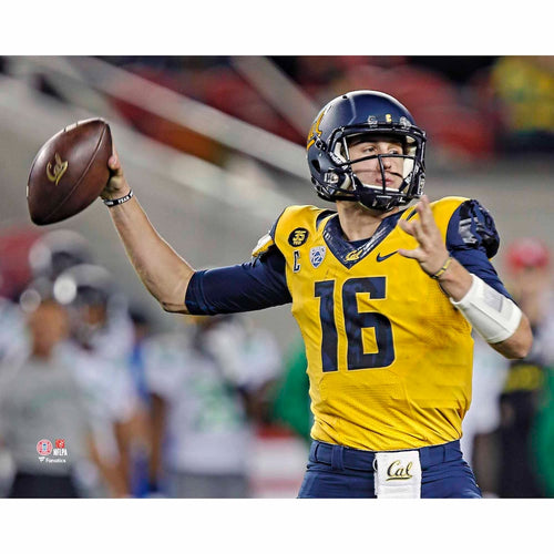 Jared Goff Cal Bears Unsigned Gold Jersey Throwing Ball vs. Oregon Photograph