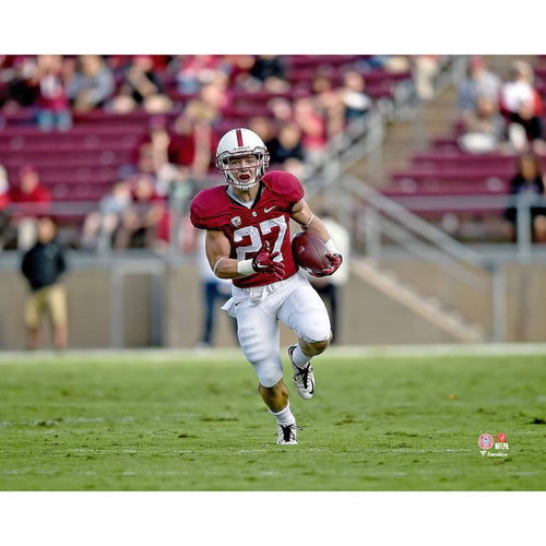 Christian McCaffrey Stanford Cardinal Unsigned Cardinal Jersey Rushing for Touchdown vs. Utah Photograph