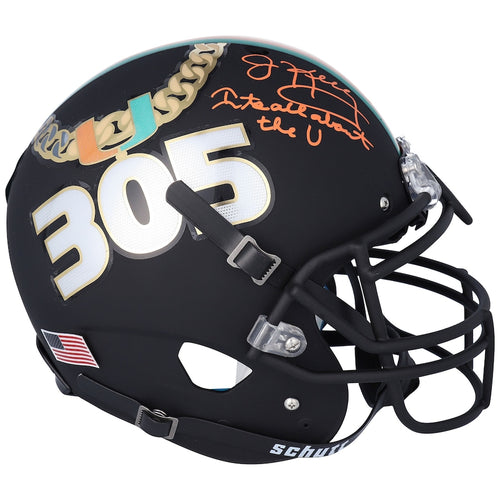 Jim Kelly Miami Hurricanes Autographed Schutt Tradition Authentic Helmet with ''IT'S ALL ABOUT THE U'' Inscription
