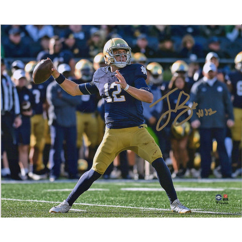 Ian Book Notre Dame Fighting Irish Autographed 8'' x 10'' Navy Jersey Passing Photograph