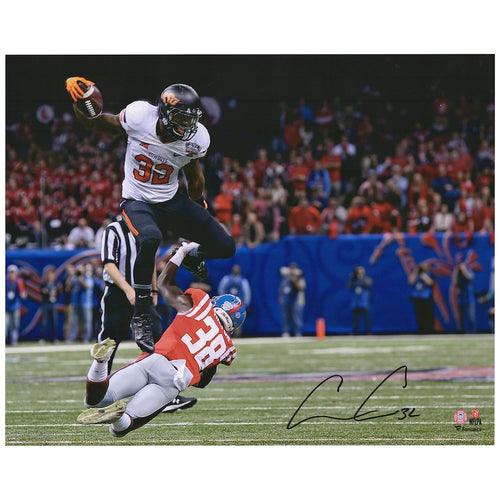 Chris Carson Oklahoma State Cowboys Autographed 16'' x 20'' Sugar Bowl Hurdle Photograph