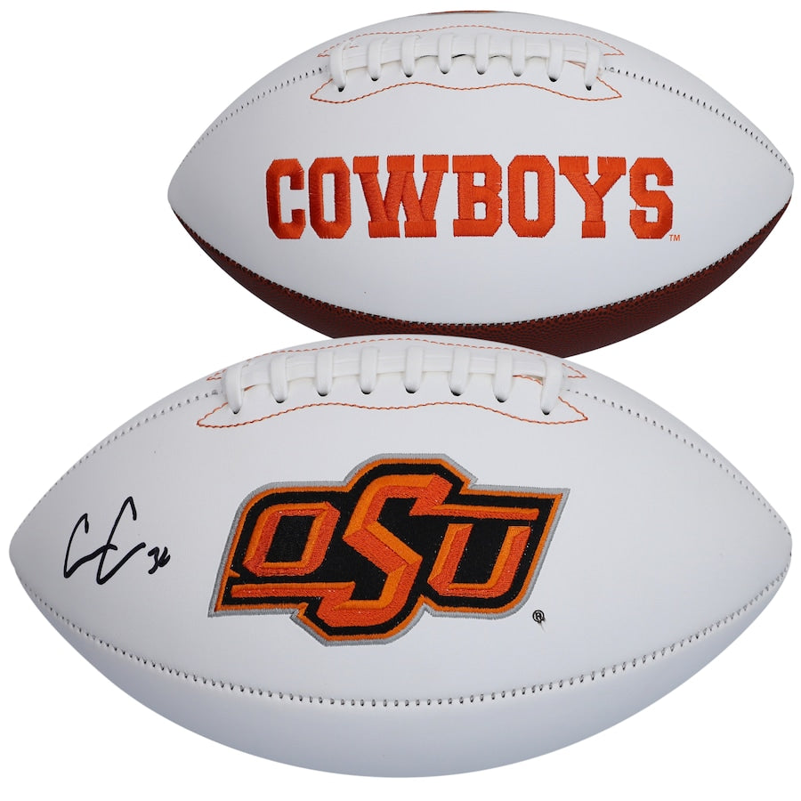 Chris Carson Oklahoma State Cowboys Autographed White Panel Football