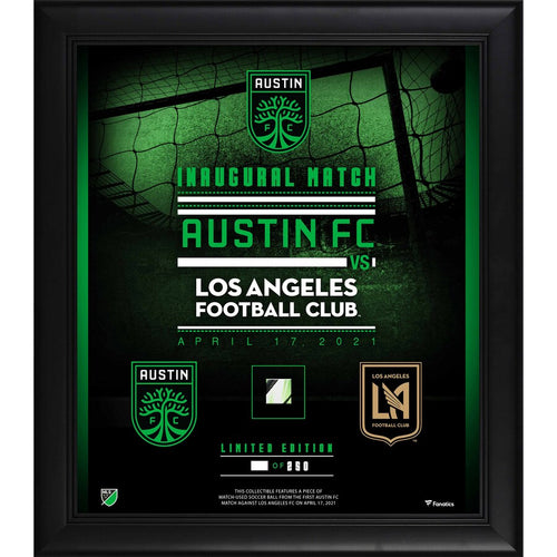 Austin FC Framed 15'' x 17'' Inaugural Match Collage with Piece of Game-Used Ball - Limited Edition of 250