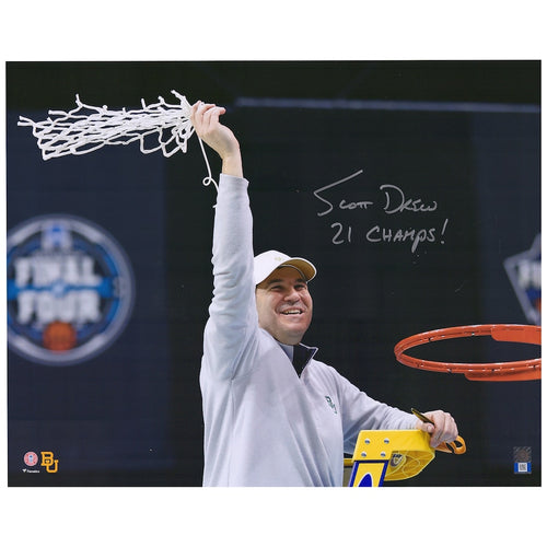 Scott Drew Baylor Bears Autographed 16'' x 20'' Nets Photograph with ''21 CHAMPS'' Inscription