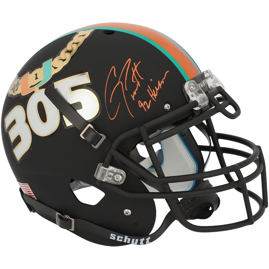 Gino Torretta Miami Hurricanes Autographed Schutt Tradition Authentic Helmet with ''92 Heisman'' Inscription - Fanatics Exclusive