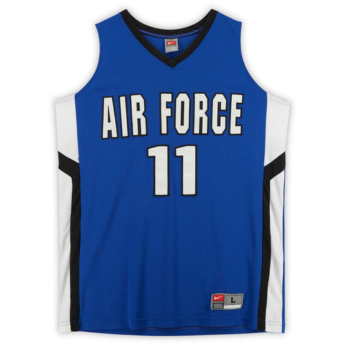 Air Force Falcons Nike Team-Issued #11 Royal White & Black Jersey from the Basketball Program - Size L
