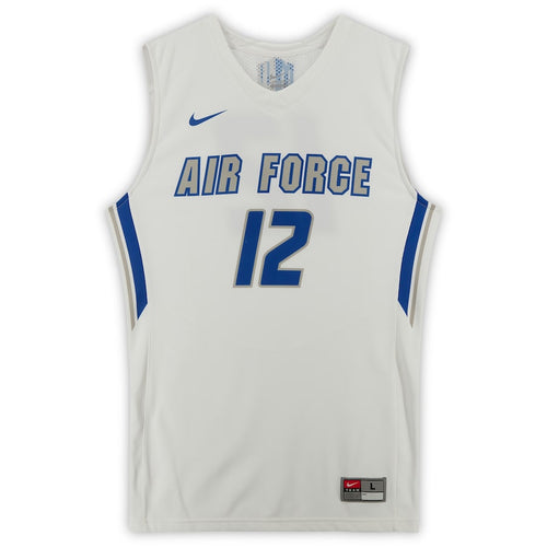 Air Force Falcons Nike Team-Issued #12 White Gray & Royal Jersey from the Basketball Program - Size L
