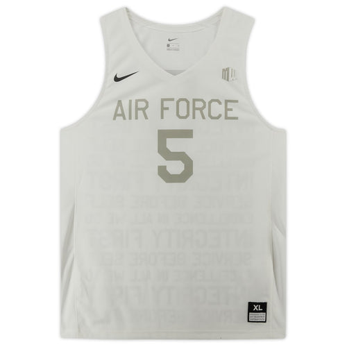 Air Force Falcons Team-Issued #5 White and Gray Jersey from the Basketball Program - Size XL